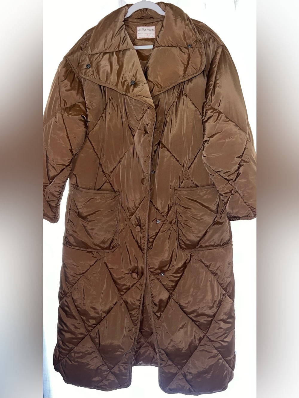 We the Free People Joanna Maxi Puffer Jacket Coat quilted brown tan size medium - Picture 2 of 7